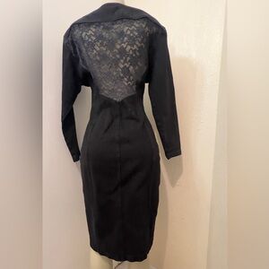 Vintage 80’s Paris Blues Black Long-Sleeve Button-Front Dress